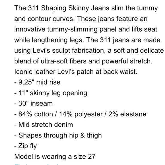 Levi’s 311 Shaping Skinny- NEW with tags - Picture 2 of 9